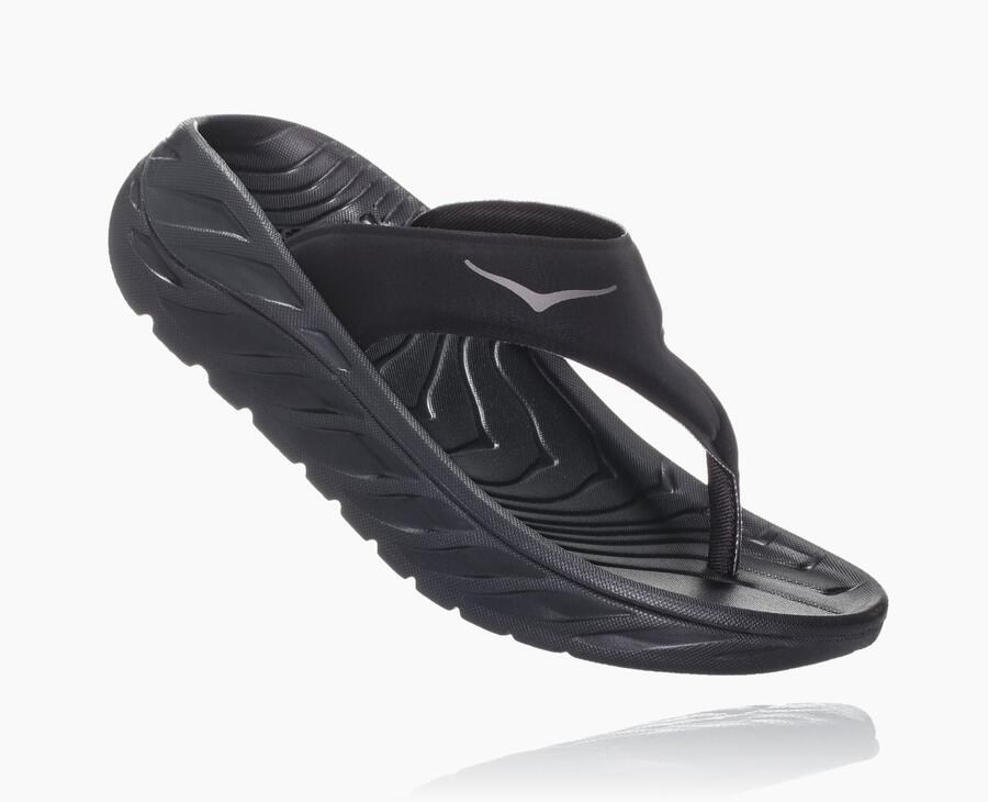 Hoka One One Womens Sandals - ORA Recovery Flip - Black - KGCE64035